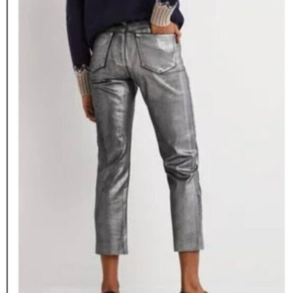 Boden Metallic Denim Straight‑Leg Jeans • Size 12 • Statement Shine - Picture 9 of 9
